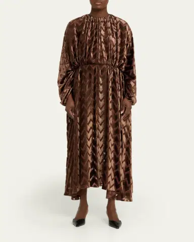 Lanvin Zig Zag Devore Velvet Midi Dress | Thumbnail 2 Lanvin Zig Zag Devore Velvet Midi Dress | Thumbnail 2