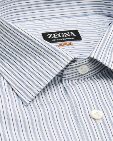 Zegna Men's Centoventimila Cotton Multi-Stripe Dress Shirt | Thumbnail 2 Zegna Men's Centoventimila Cotton Multi-Stripe Dress Shirt | Thumbnail 2