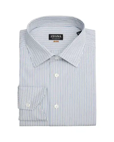 Zegna Men's Centoventimila Cotton Multi-Stripe Dress Shirt | Thumbnail 1 Zegna Men's Centoventimila Cotton Multi-Stripe Dress Shirt | Thumbnail 1