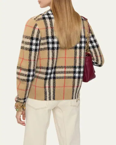 Burberry Clara Check Cashmere Crewneck Cardigan | Thumbnail 2 Burberry Clara Check Cashmere Crewneck Cardigan | Thumbnail 2