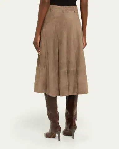 Brunello Cucinelli Suede Midi Circle Skirt | Thumbnail 3 Brunello Cucinelli Suede Midi Circle Skirt | Thumbnail 3