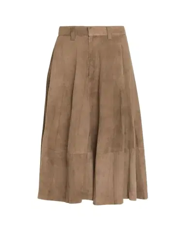 Brunello Cucinelli Suede Midi Circle Skirt | Thumbnail 1 Brunello Cucinelli Suede Midi Circle Skirt | Thumbnail 1