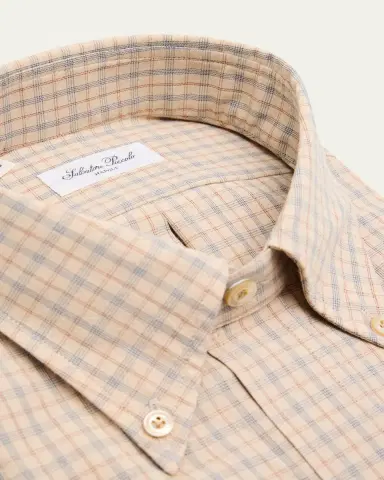 Salvatore Piccolo Men's Cotton Micro-Plaid Pocket Button-Down Shirt | Thumbnail 2 Salvatore Piccolo Men's Cotton Micro-Plaid Pocket Button-Down Shirt | Thumbnail 2