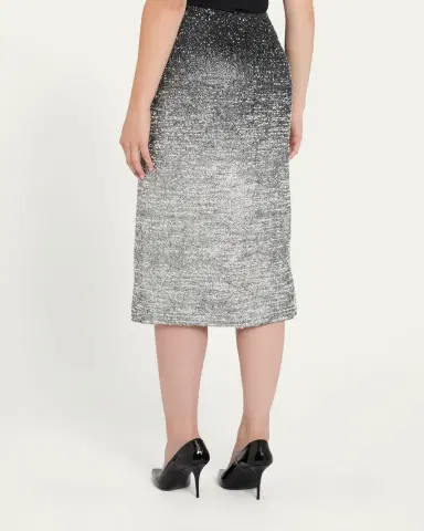 Oscar de la Renta Ombre Metallic Boucle Jacquard Midi Pencil Skirt | Thumbnail 3 Oscar de la Renta Ombre Metallic Boucle Jacquard Midi Pencil Skirt | Thumbnail 3