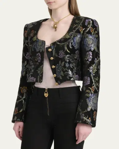 Chloé Floral Brocade Crop Jacket | Thumbnail 4 Chloé Floral Brocade Crop Jacket | Thumbnail 4