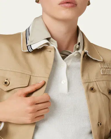 Miu Miu Short-Sleeve Crop Polo Shirt | Thumbnail 2 Miu Miu Short-Sleeve Crop Polo Shirt | Thumbnail 2