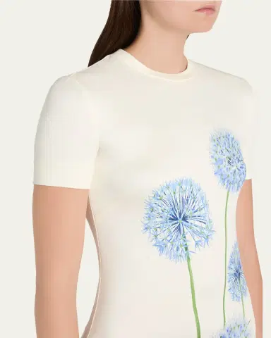 Oscar de la Renta Short-Sleeve Allium Print Jersey Maxi Dress | Thumbnail 5 Oscar de la Renta Short-Sleeve Allium Print Jersey Maxi Dress | Thumbnail 5