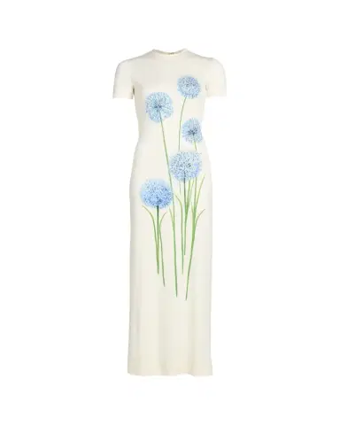 Oscar de la Renta Short-Sleeve Allium Print Jersey Maxi Dress | Thumbnail 1 Oscar de la Renta Short-Sleeve Allium Print Jersey Maxi Dress | Thumbnail 1