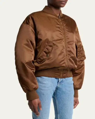 Saint Laurent Satin Bomber Jacket | Thumbnail 4 Saint Laurent Satin Bomber Jacket | Thumbnail 4