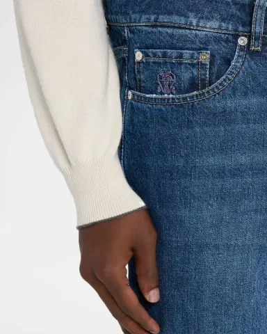 Brunello Cucinelli Men's Slim Light-Wash Denim Jeans | Thumbnail 13 Brunello Cucinelli Men's Slim Light-Wash Denim Jeans | Thumbnail 13