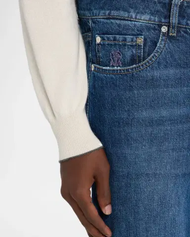 Brunello Cucinelli Men's Slim Light-Wash Denim Jeans | Thumbnail 4 Brunello Cucinelli Men's Slim Light-Wash Denim Jeans | Thumbnail 4