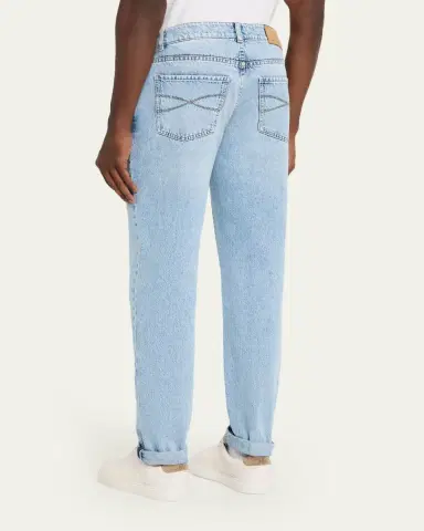 Brunello Cucinelli Men's Slim Light-Wash Denim Jeans | Thumbnail 7 Brunello Cucinelli Men's Slim Light-Wash Denim Jeans | Thumbnail 7