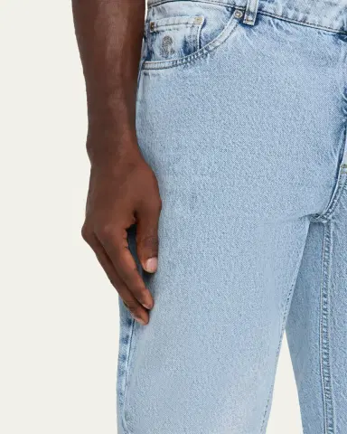 Brunello Cucinelli Men's Slim Light-Wash Denim Jeans | Thumbnail 9 Brunello Cucinelli Men's Slim Light-Wash Denim Jeans | Thumbnail 9