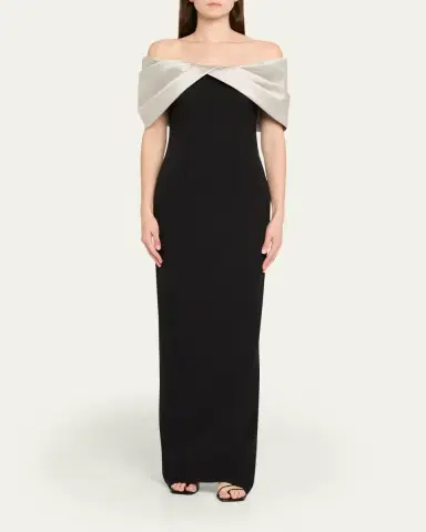 Pamella Roland Mikado Off-The-Shoulder Crepe Column Gown | Thumbnail 2 Pamella Roland Mikado Off-The-Shoulder Crepe Column Gown | Thumbnail 2