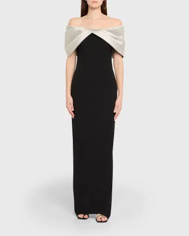 Pamella Roland Mikado Off-The-Shoulder Crepe Column Gown | Thumbnail 9 Pamella Roland Mikado Off-The-Shoulder Crepe Column Gown | Thumbnail 9