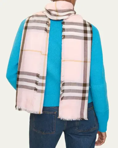 Burberry Check Wool Silk Scarf | Thumbnail 3 Burberry Check Wool Silk Scarf | Thumbnail 3