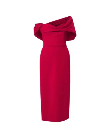 Carolina Herrera Draped Off-The-Shoulder Midi Dress | Thumbnail 1 Carolina Herrera Draped Off-The-Shoulder Midi Dress | Thumbnail 1