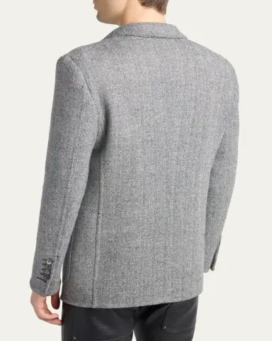 Tom Ford Men's Sharkskin Herringbone Double Splittable Jacket | Thumbnail 3 Tom Ford Men's Sharkskin Herringbone Double Splittable Jacket | Thumbnail 3