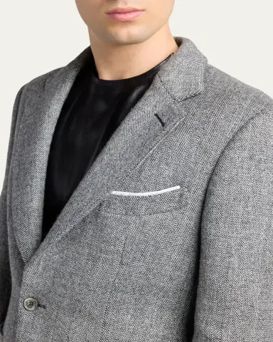 Tom Ford Men's Sharkskin Herringbone Double Splittable Jacket | Thumbnail 5 Tom Ford Men's Sharkskin Herringbone Double Splittable Jacket | Thumbnail 5