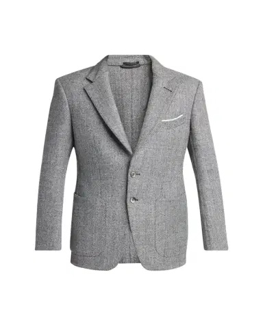 Tom Ford Men's Sharkskin Herringbone Double Splittable Jacket | Thumbnail 1 Tom Ford Men's Sharkskin Herringbone Double Splittable Jacket | Thumbnail 1