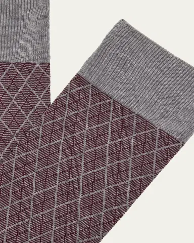 Pantherella Men's Kingsley Diamond Check Jacquard Calf-Length Socks | Thumbnail 2 Pantherella Men's Kingsley Diamond Check Jacquard Calf-Length Socks | Thumbnail 2