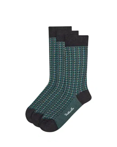 Pantherella Men's Randolph Vertical Box Jacquard Crew Socks | Thumbnail 1 Pantherella Men's Randolph Vertical Box Jacquard Crew Socks | Thumbnail 1