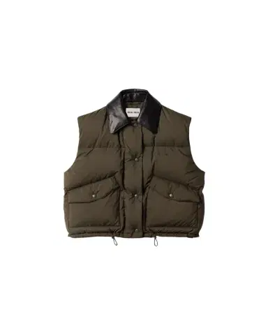 Miu Miu Leather Collar Oversized Puffer Vest | Thumbnail 1 Miu Miu Leather Collar Oversized Puffer Vest | Thumbnail 1