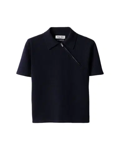 Miu Miu Cashmere Short-Sleeve Polo Shirt | Thumbnail 1 Miu Miu Cashmere Short-Sleeve Polo Shirt | Thumbnail 1