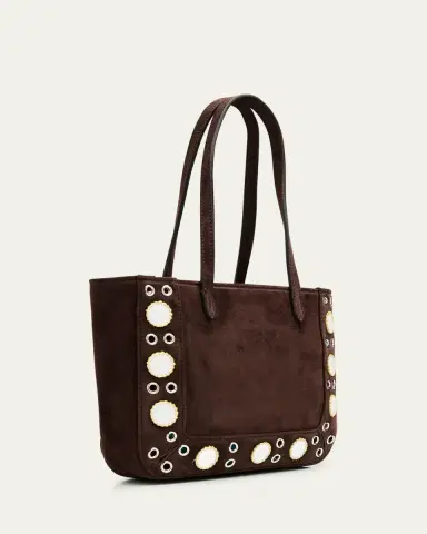 Valentino Garavani Nellcote Mirror-Embellished Suede Mini Tote Bag | Thumbnail 3 Valentino Garavani Nellcote Mirror-Embellished Suede Mini Tote Bag | Thumbnail 3