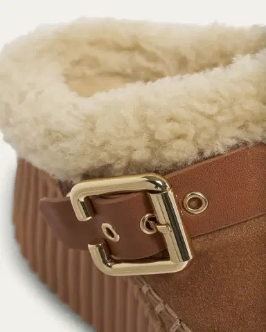 Chloé Nama Suede Shearling-Lined Platform Clogs | Thumbnail 3 Chloé Nama Suede Shearling-Lined Platform Clogs | Thumbnail 3