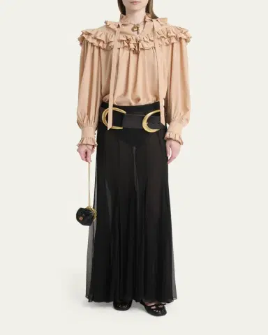 Chloé Ruffle-Yoke Silk Blouse | Thumbnail 2 Chloé Ruffle-Yoke Silk Blouse | Thumbnail 2