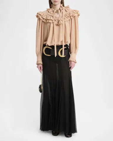 Chloé Ruffle-Yoke Silk Blouse | Thumbnail 6 Chloé Ruffle-Yoke Silk Blouse | Thumbnail 6