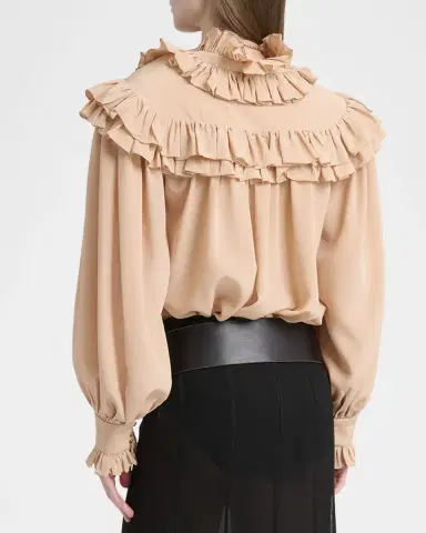 Chloé Ruffle-Yoke Silk Blouse | Thumbnail 7 Chloé Ruffle-Yoke Silk Blouse | Thumbnail 7
