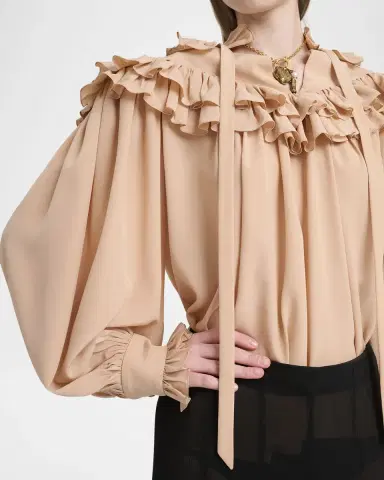 Chloé Ruffle-Yoke Silk Blouse | Thumbnail 10 Chloé Ruffle-Yoke Silk Blouse | Thumbnail 10