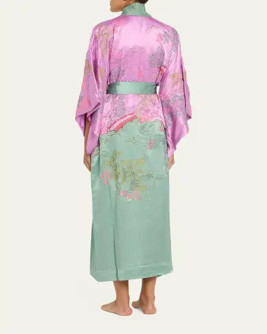 Natori Nara Embroidered Colorblock Silk Robe | Thumbnail 3 Natori Nara Embroidered Colorblock Silk Robe | Thumbnail 3