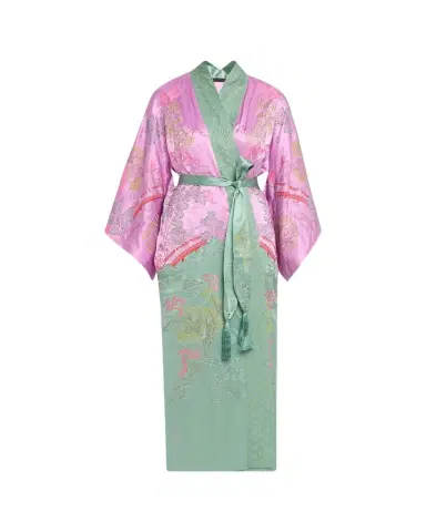 Natori Nara Embroidered Colorblock Silk Robe | Thumbnail 1 Natori Nara Embroidered Colorblock Silk Robe | Thumbnail 1