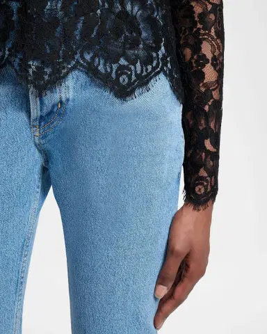 Saint Laurent Turtleneck Sheer Lace Long-Sleeve Top | Thumbnail 4 Saint Laurent Turtleneck Sheer Lace Long-Sleeve Top | Thumbnail 4
