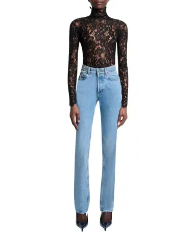 Saint Laurent Turtleneck Sheer Lace Long-Sleeve Top | Thumbnail 1 Saint Laurent Turtleneck Sheer Lace Long-Sleeve Top | Thumbnail 1