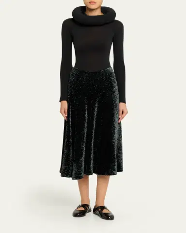 Alaïa Velvet A-Line Midi Skirt | Thumbnail 2 Alaïa Velvet A-Line Midi Skirt | Thumbnail 2