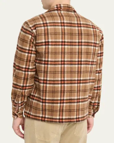 Salvatore Piccolo Men's Wool and Cashmere Double-Pocket Plaid Overshirt | Thumbnail 3 Salvatore Piccolo Men's Wool and Cashmere Double-Pocket Plaid Overshirt | Thumbnail 3
