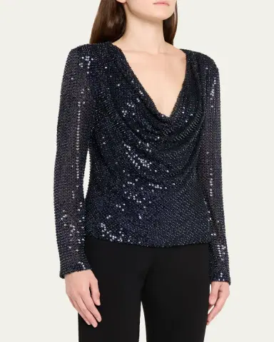 Ramy Brook Leon Sequined Cowl-Neck Blouse | Thumbnail 8 Ramy Brook Leon Sequined Cowl-Neck Blouse | Thumbnail 8