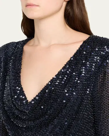 Ramy Brook Leon Sequined Cowl-Neck Blouse | Thumbnail 9 Ramy Brook Leon Sequined Cowl-Neck Blouse | Thumbnail 9