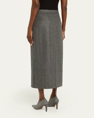 Brunello Cucinelli Monili Pinstripe Wool Flannel Wrap Midi Skirt | Thumbnail 3 Brunello Cucinelli Monili Pinstripe Wool Flannel Wrap Midi Skirt | Thumbnail 3
