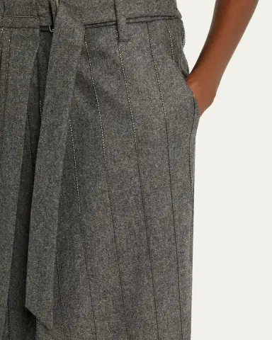 Brunello Cucinelli Monili Pinstripe Wool Flannel Wrap Midi Skirt | Thumbnail 5 Brunello Cucinelli Monili Pinstripe Wool Flannel Wrap Midi Skirt | Thumbnail 5