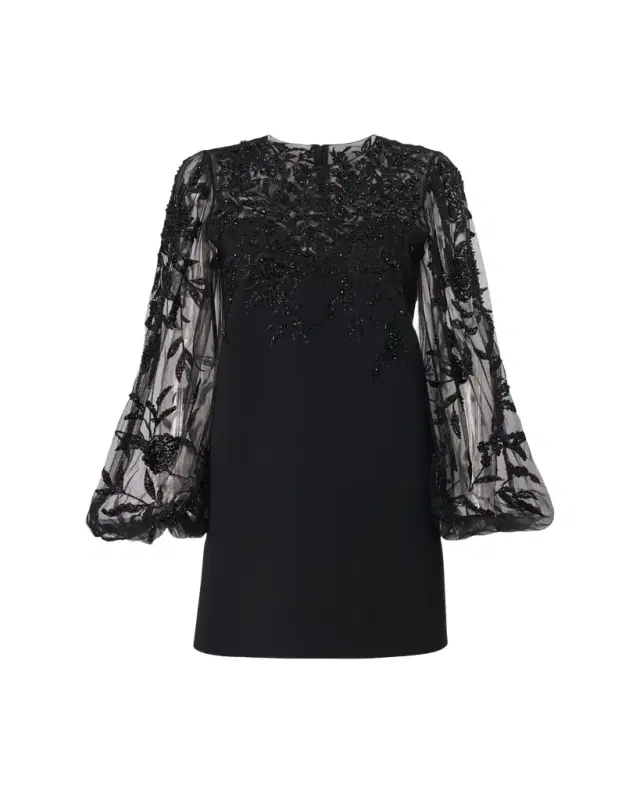 Embroidered Puff-Sleeve Mini Dress Embroidered Puff-Sleeve Mini Dress