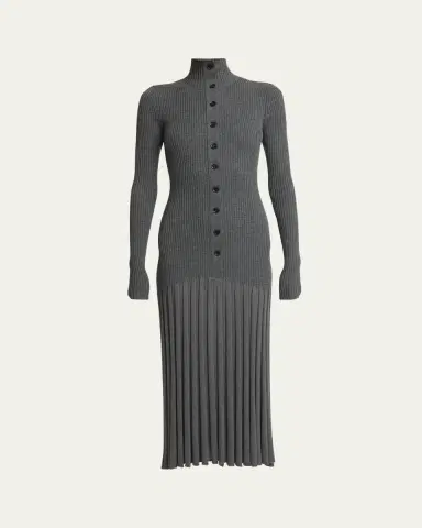 Proenza Schouler Jada Turtleneck Drop-Waist Button-Front Maxi Dress | Thumbnail 11 Proenza Schouler Jada Turtleneck Drop-Waist Button-Front Maxi Dress | Thumbnail 11