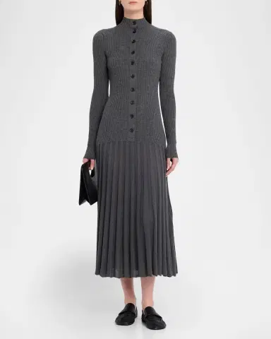 Proenza Schouler Jada Turtleneck Drop-Waist Button-Front Maxi Dress | Thumbnail 20 Proenza Schouler Jada Turtleneck Drop-Waist Button-Front Maxi Dress | Thumbnail 20