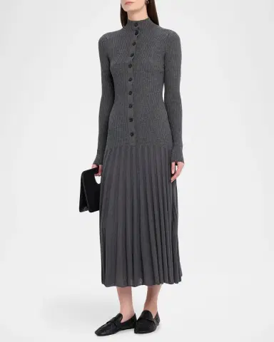 Proenza Schouler Jada Turtleneck Drop-Waist Button-Front Maxi Dress | Thumbnail 22 Proenza Schouler Jada Turtleneck Drop-Waist Button-Front Maxi Dress | Thumbnail 22