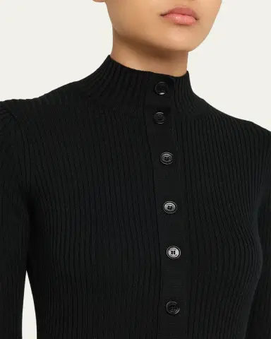 Proenza Schouler Jada Turtleneck Drop-Waist Button-Front Maxi Dress | Thumbnail 5 Proenza Schouler Jada Turtleneck Drop-Waist Button-Front Maxi Dress | Thumbnail 5