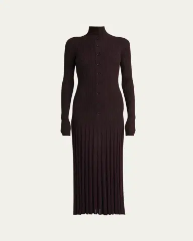 Proenza Schouler Jada Turtleneck Drop-Waist Button-Front Maxi Dress | Thumbnail 10 Proenza Schouler Jada Turtleneck Drop-Waist Button-Front Maxi Dress | Thumbnail 10